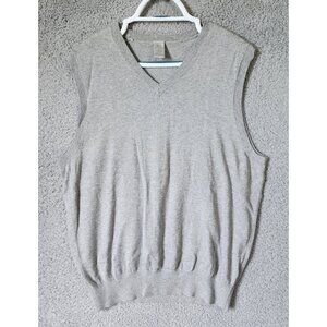 Vintage Y2K GAP Size Medium Gray Sweater Vest Preppy Academia Silk Cotton Blend